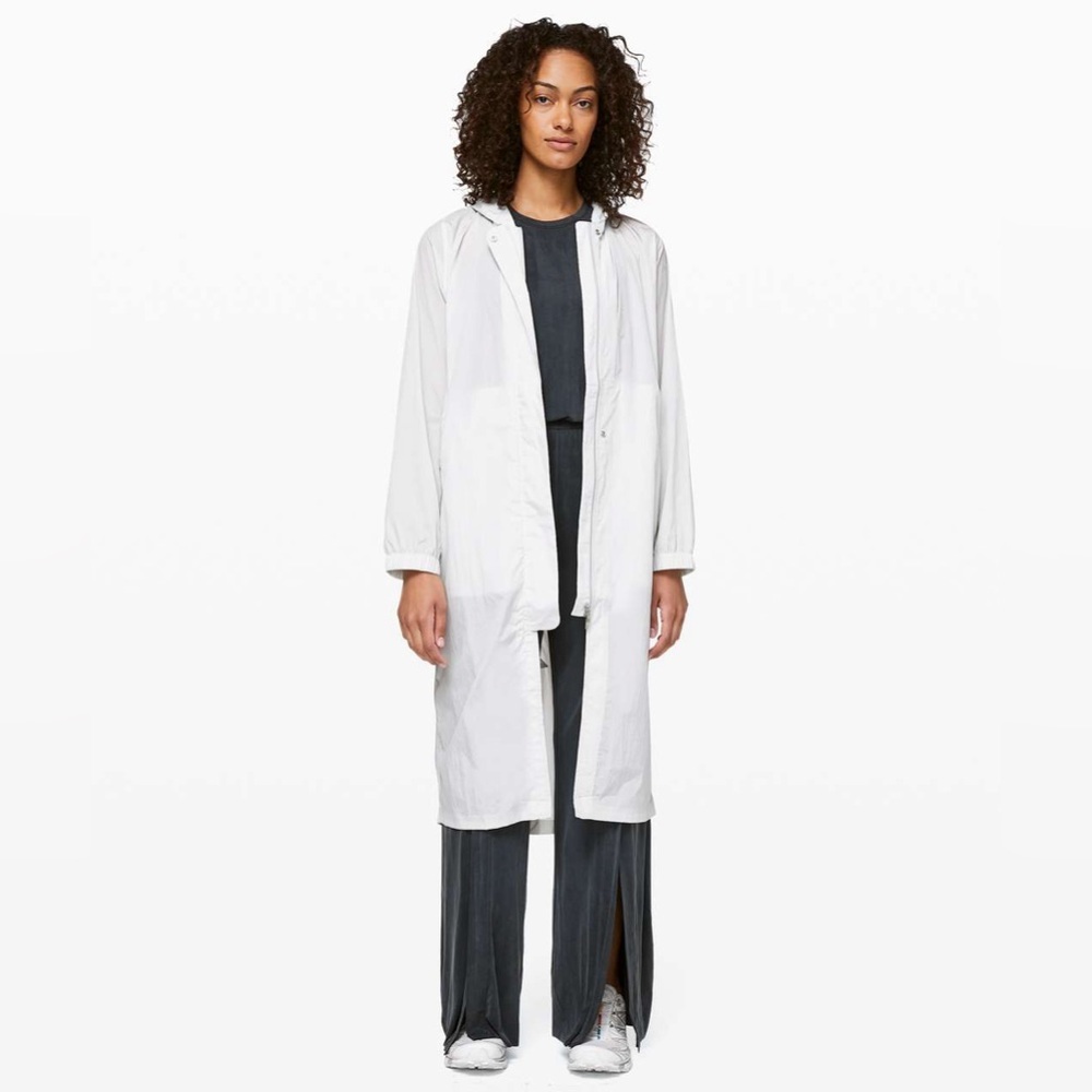 Lululemon The Lab Verdante Coat in Vapor White Size 6 Jacket Midi Shell